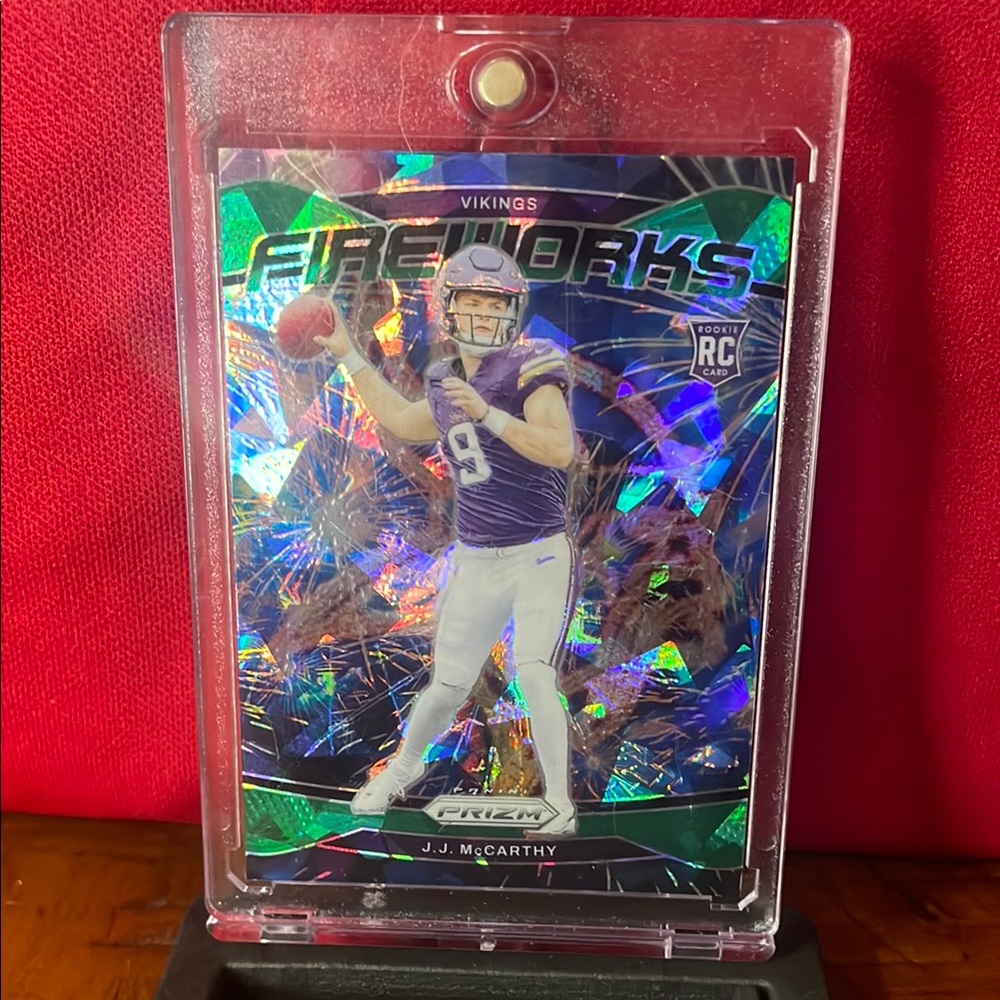 J.J. McCarthy Prizm Green Cracked Ice Fireworks RC